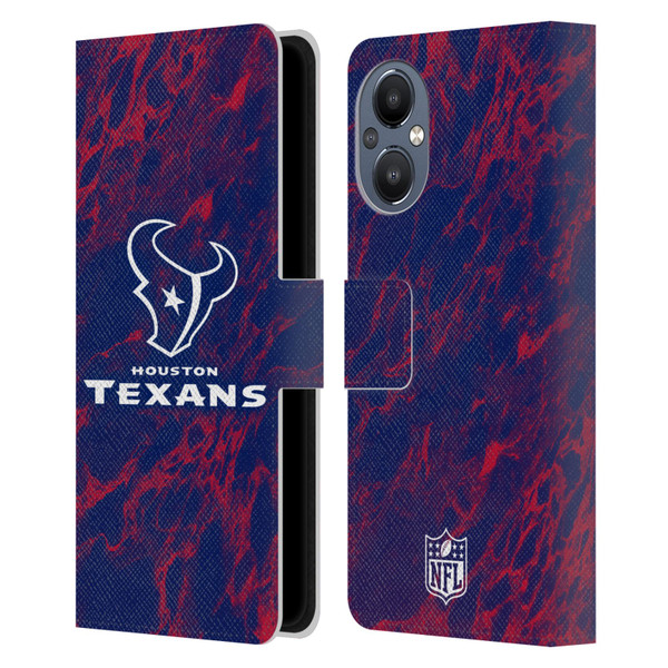 NFL Houston Texans Graphics Coloured Marble Leather Book Wallet Case Cover For OnePlus Nord N20 5G