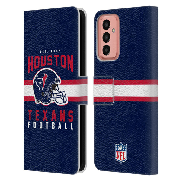 NFL Houston Texans Graphics Helmet Typography Leather Book Wallet Case Cover For Samsung Galaxy M13 (2022)