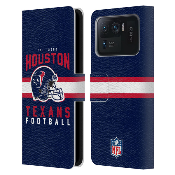 NFL Houston Texans Graphics Helmet Typography Leather Book Wallet Case Cover For Xiaomi Mi 11 Ultra