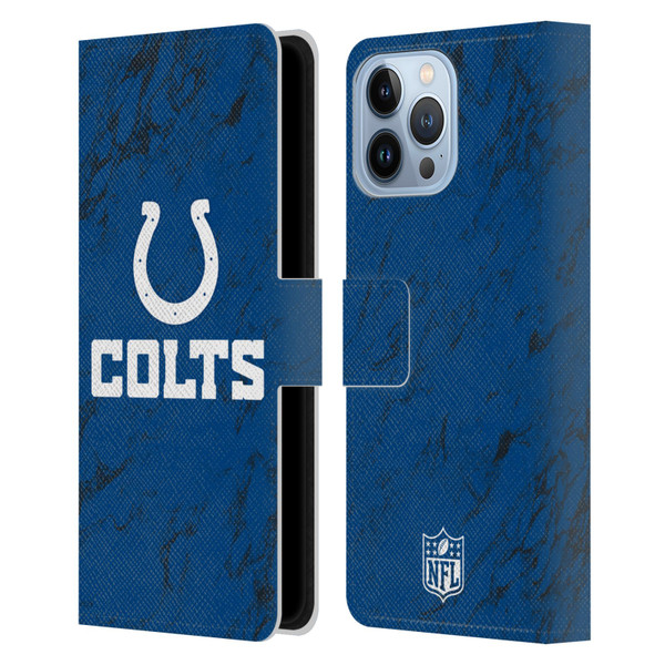 NFL Indianapolis Colts Graphics Coloured Marble Leather Book Wallet Case Cover For Apple iPhone 13 Pro Max