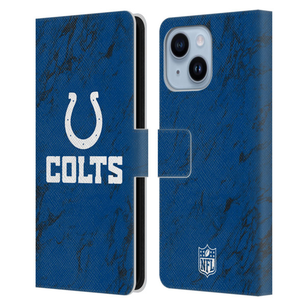 NFL Indianapolis Colts Graphics Coloured Marble Leather Book Wallet Case Cover For Apple iPhone 14 Plus