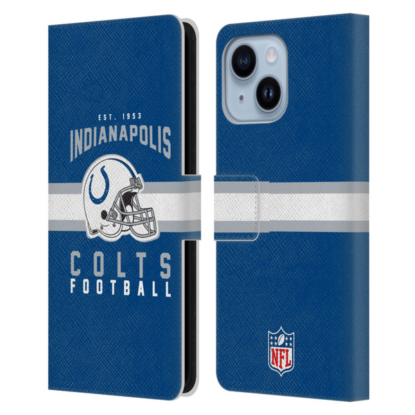 NFL Indianapolis Colts Graphics Helmet Typography Leather Book Wallet Case Cover For Apple iPhone 14 Plus