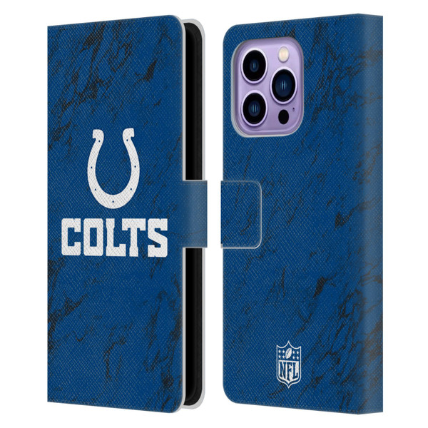 NFL Indianapolis Colts Graphics Coloured Marble Leather Book Wallet Case Cover For Apple iPhone 14 Pro Max