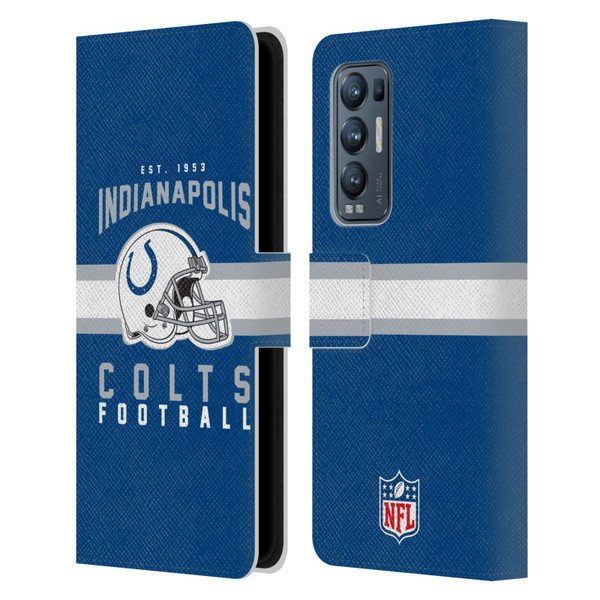 NFL Indianapolis Colts Graphics Helmet Typography Leather Book Wallet Case Cover For OPPO Find X3 Neo / Reno5 Pro+ 5G