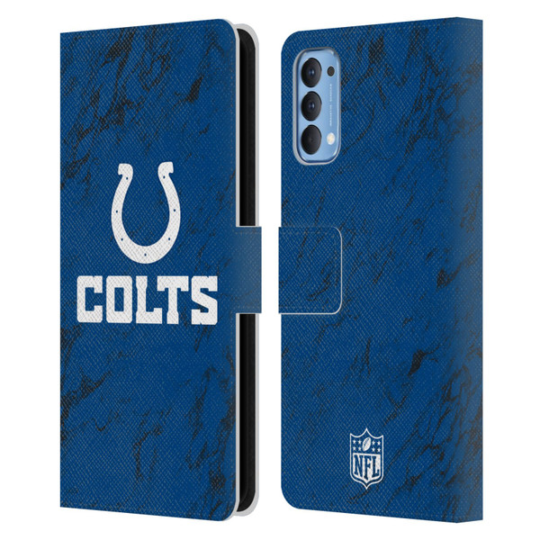 NFL Indianapolis Colts Graphics Coloured Marble Leather Book Wallet Case Cover For OPPO Reno 4 5G