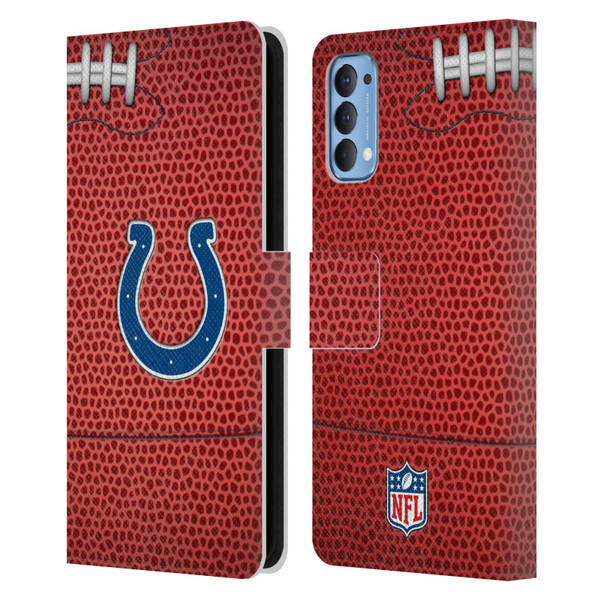 NFL Indianapolis Colts Graphics Football Leather Book Wallet Case Cover For OPPO Reno 4 5G