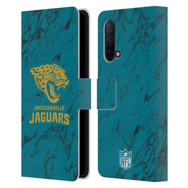 NFL Jacksonville Jaguars Graphics Coloured Marble Leather Book Wallet Case Cover For OnePlus Nord CE 5G