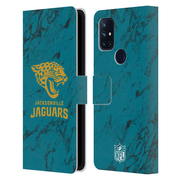 NFL Jacksonville Jaguars Graphics Coloured Marble Leather Book Wallet Case Cover For OnePlus Nord N10 5G