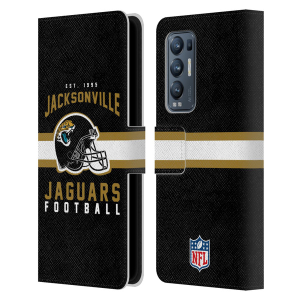 NFL Jacksonville Jaguars Graphics Helmet Typography Leather Book Wallet Case Cover For OPPO Find X3 Neo / Reno5 Pro+ 5G