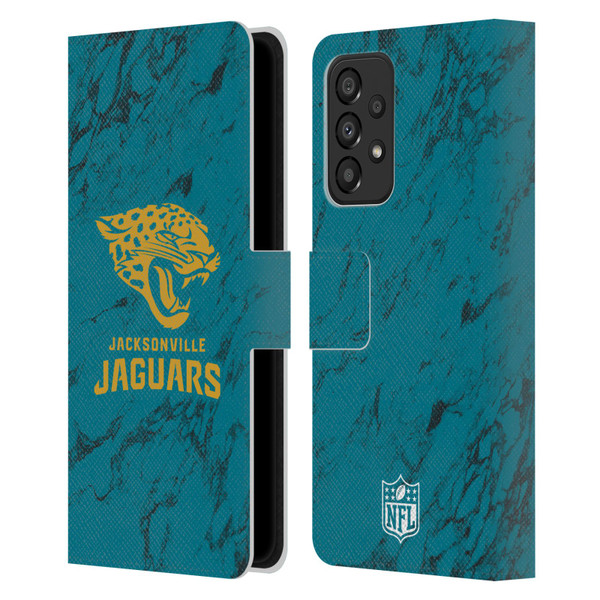NFL Jacksonville Jaguars Graphics Coloured Marble Leather Book Wallet Case Cover For Samsung Galaxy A33 5G (2022)