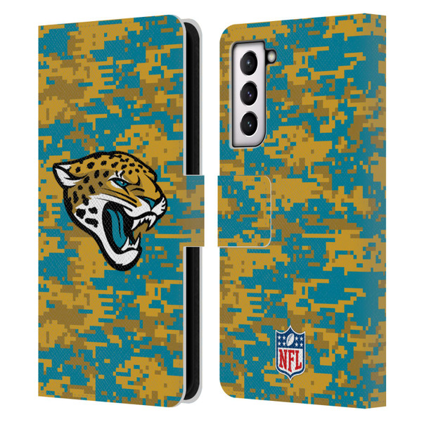 NFL Jacksonville Jaguars Graphics Digital Camouflage Leather Book Wallet Case Cover For Samsung Galaxy S21 5G
