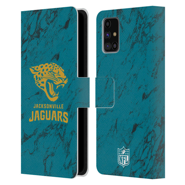 NFL Jacksonville Jaguars Graphics Coloured Marble Leather Book Wallet Case Cover For Samsung Galaxy M31s (2020)