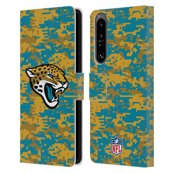 NFL Jacksonville Jaguars Graphics Digital Camouflage Leather Book Wallet Case Cover For Sony Xperia 1 IV