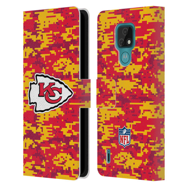 NFL Kansas City Chiefs Graphics Digital Camouflage Leather Book Wallet Case Cover For Motorola Moto E7