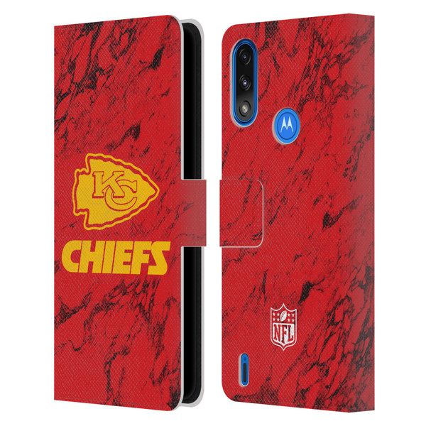 NFL Kansas City Chiefs Graphics Coloured Marble Leather Book Wallet Case Cover For Motorola Moto E7 Power / Moto E7i Power