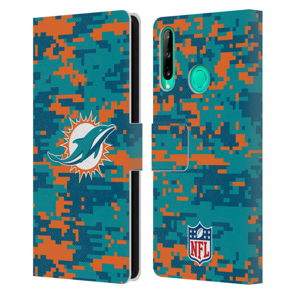 NFL Miami Dolphins Graphics Digital Camouflage Leather Book Wallet Case Cover For Huawei P40 lite E