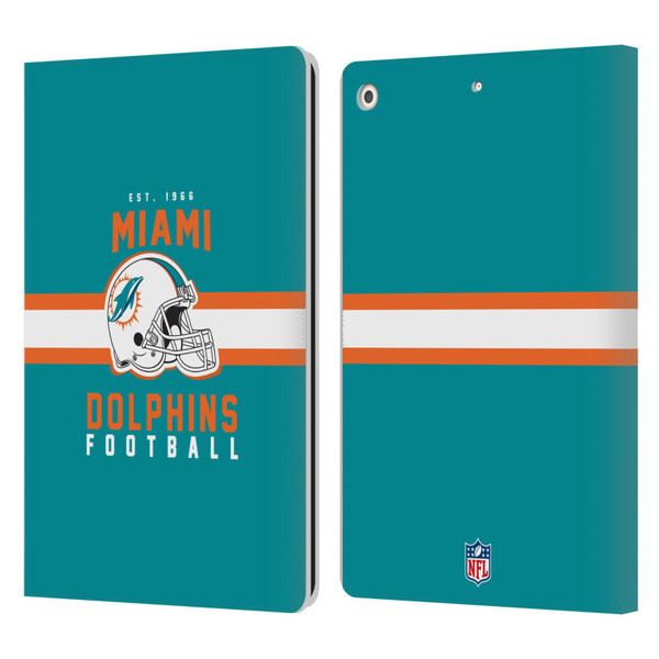 NFL Miami Dolphins Graphics Helmet Typography Leather Book Wallet Case Cover For Apple iPad 10.2 2019/2020/2021