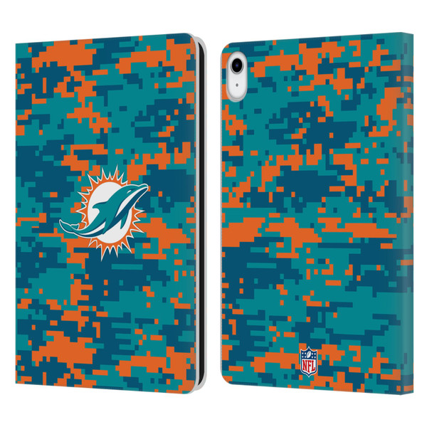 NFL Miami Dolphins Graphics Digital Camouflage Leather Book Wallet Case Cover For Apple iPad 10.9 (2022)