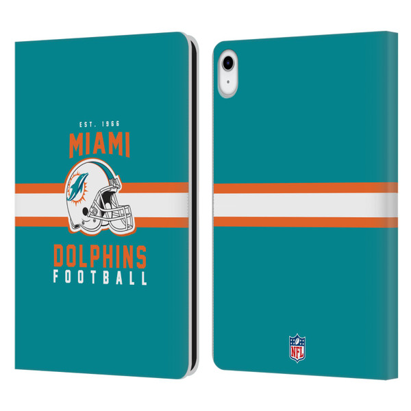NFL Miami Dolphins Graphics Helmet Typography Leather Book Wallet Case Cover For Apple iPad 10.9 (2022)