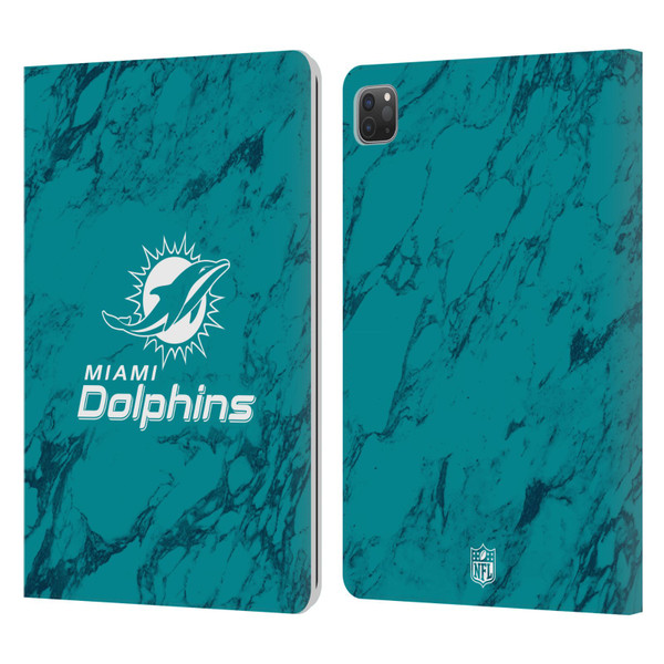 NFL Miami Dolphins Graphics Coloured Marble Leather Book Wallet Case Cover For Apple iPad Pro 11 2020 / 2021 / 2022