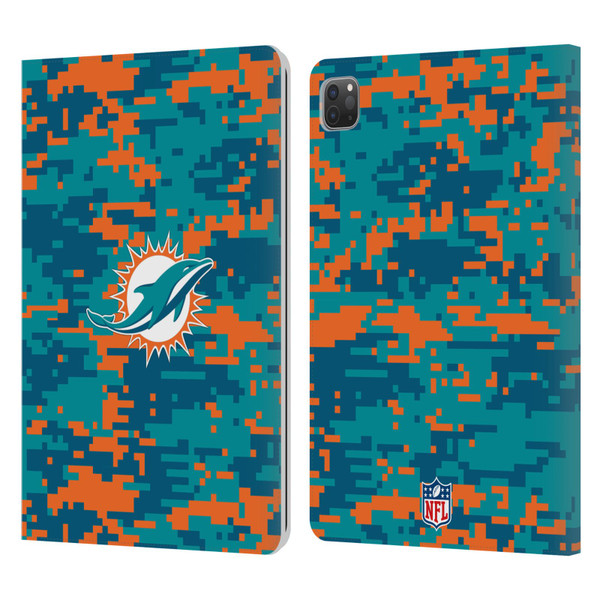 NFL Miami Dolphins Graphics Digital Camouflage Leather Book Wallet Case Cover For Apple iPad Pro 11 2020 / 2021 / 2022