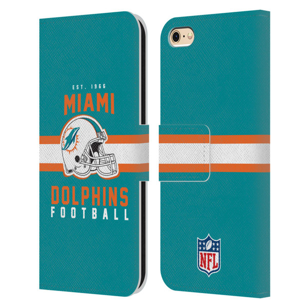 NFL Miami Dolphins Graphics Helmet Typography Leather Book Wallet Case Cover For Apple iPhone 6 / iPhone 6s