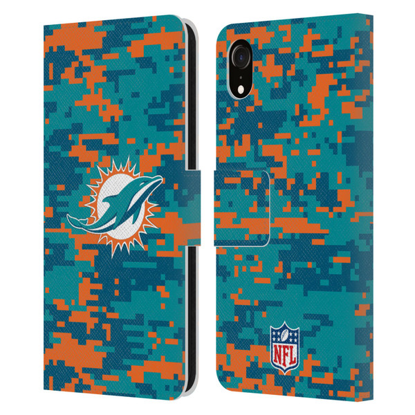 NFL Miami Dolphins Graphics Digital Camouflage Leather Book Wallet Case Cover For Apple iPhone XR