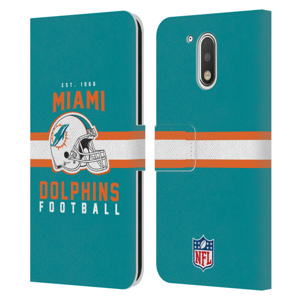 NFL Miami Dolphins Graphics Helmet Typography Leather Book Wallet Case Cover For Motorola Moto G41