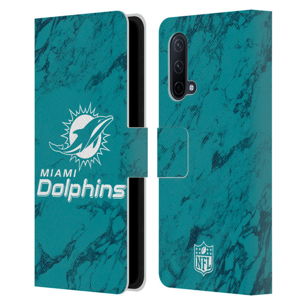 NFL Miami Dolphins Graphics Coloured Marble Leather Book Wallet Case Cover For OnePlus Nord CE 5G