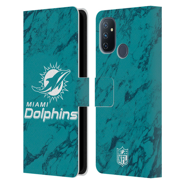 NFL Miami Dolphins Graphics Coloured Marble Leather Book Wallet Case Cover For OnePlus Nord N100
