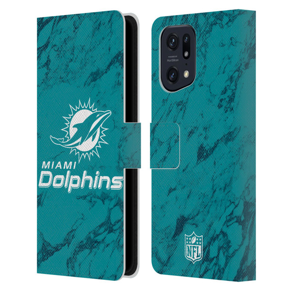 NFL Miami Dolphins Graphics Coloured Marble Leather Book Wallet Case Cover For OPPO Find X5