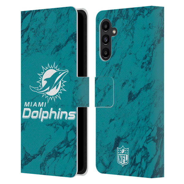 NFL Miami Dolphins Graphics Coloured Marble Leather Book Wallet Case Cover For Samsung Galaxy A13 5G (2021)