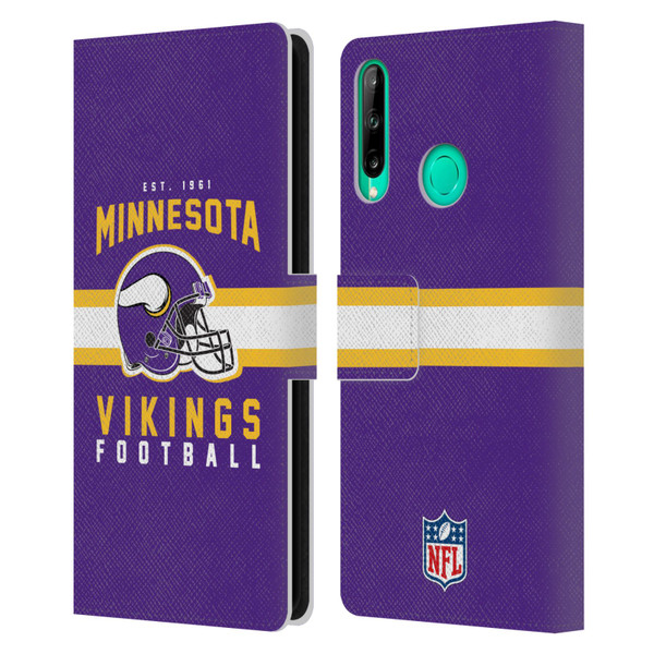 NFL Minnesota Vikings Graphics Helmet Typography Leather Book Wallet Case Cover For Huawei P40 lite E