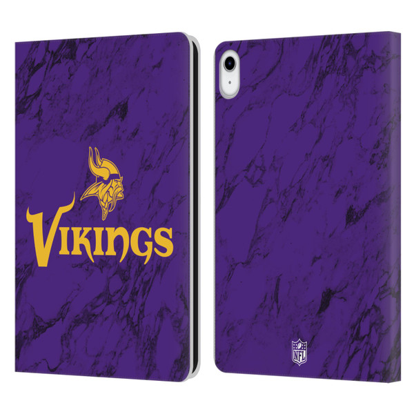 NFL Minnesota Vikings Graphics Coloured Marble Leather Book Wallet Case Cover For Apple iPad 10.9 (2022)