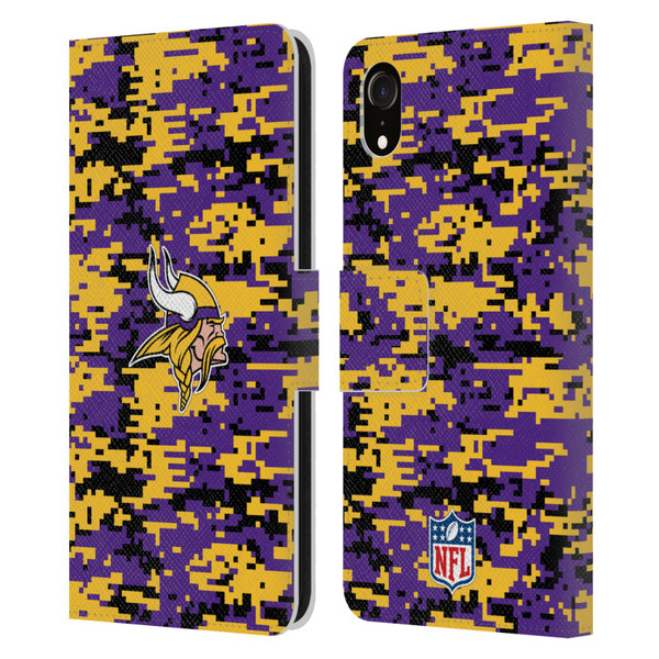 NFL Minnesota Vikings Graphics Digital Camouflage Leather Book Wallet Case Cover For Apple iPhone XR