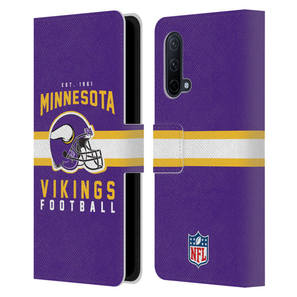 NFL Minnesota Vikings Graphics Helmet Typography Leather Book Wallet Case Cover For OnePlus Nord CE 5G