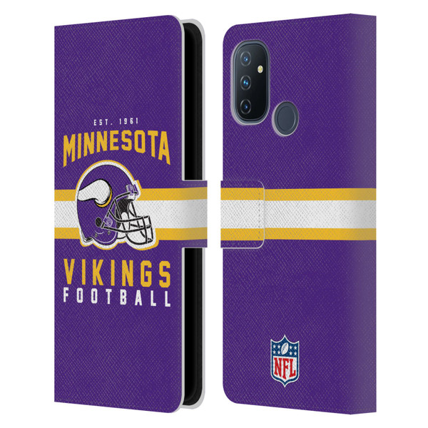 NFL Minnesota Vikings Graphics Helmet Typography Leather Book Wallet Case Cover For OnePlus Nord N100