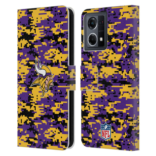 NFL Minnesota Vikings Graphics Digital Camouflage Leather Book Wallet Case Cover For OPPO Reno8 4G