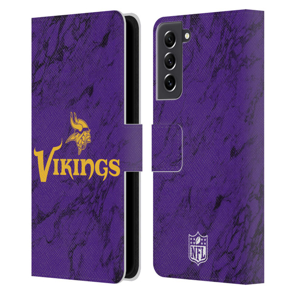 NFL Minnesota Vikings Graphics Coloured Marble Leather Book Wallet Case Cover For Samsung Galaxy S21 FE 5G