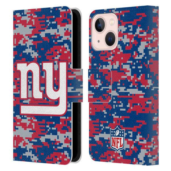 NFL New York Giants Graphics Digital Camouflage Leather Book Wallet Case Cover For Apple iPhone 13 Mini