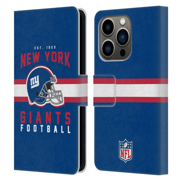 NFL New York Giants Graphics Helmet Typography Leather Book Wallet Case Cover For Apple iPhone 14 Pro
