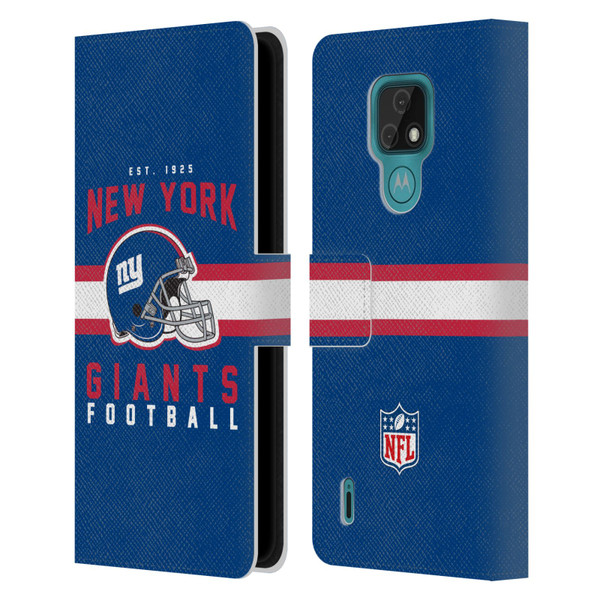 NFL New York Giants Graphics Helmet Typography Leather Book Wallet Case Cover For Motorola Moto E7