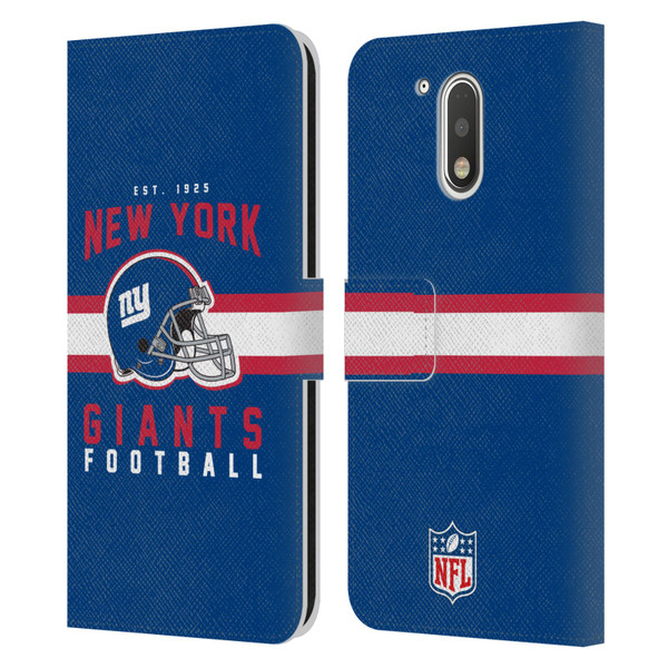 NFL New York Giants Graphics Helmet Typography Leather Book Wallet Case Cover For Motorola Moto G41