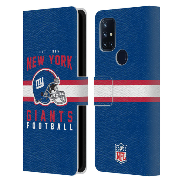 NFL New York Giants Graphics Helmet Typography Leather Book Wallet Case Cover For OnePlus Nord N10 5G