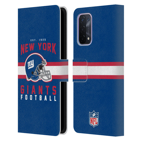 NFL New York Giants Graphics Helmet Typography Leather Book Wallet Case Cover For OPPO A54 5G