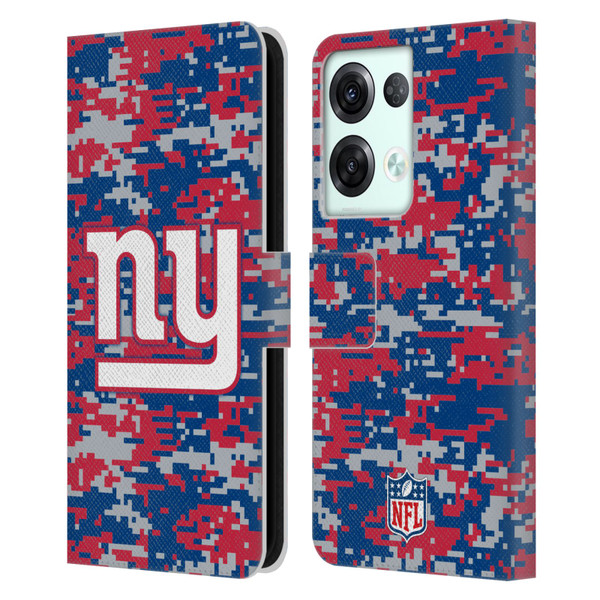 NFL New York Giants Graphics Digital Camouflage Leather Book Wallet Case Cover For OPPO Reno8 Pro