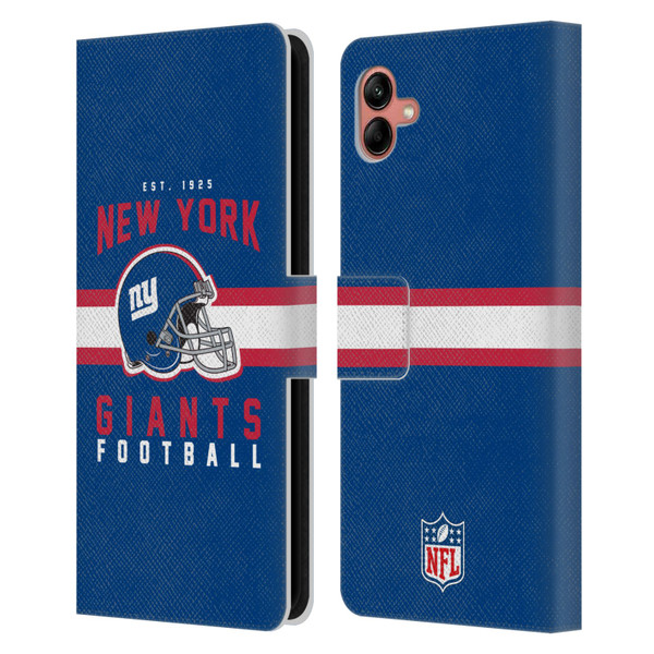 NFL New York Giants Graphics Helmet Typography Leather Book Wallet Case Cover For Samsung Galaxy A04 (2022)