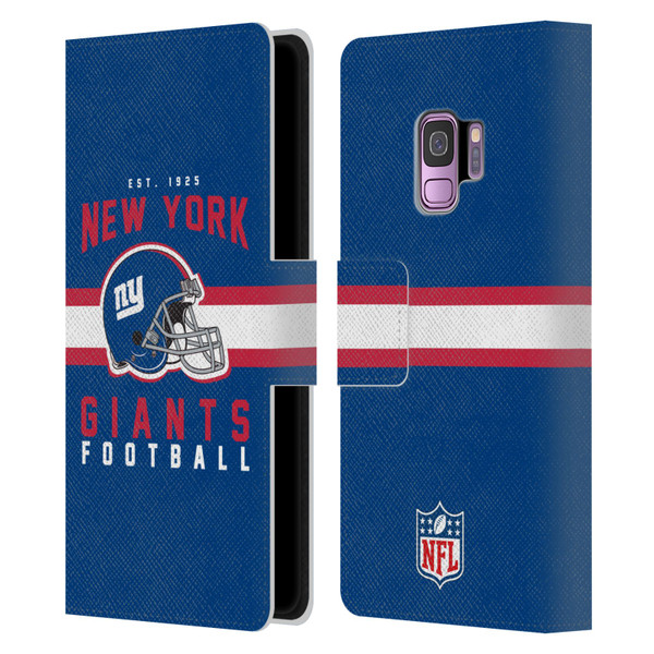 NFL New York Giants Graphics Helmet Typography Leather Book Wallet Case Cover For Samsung Galaxy S9
