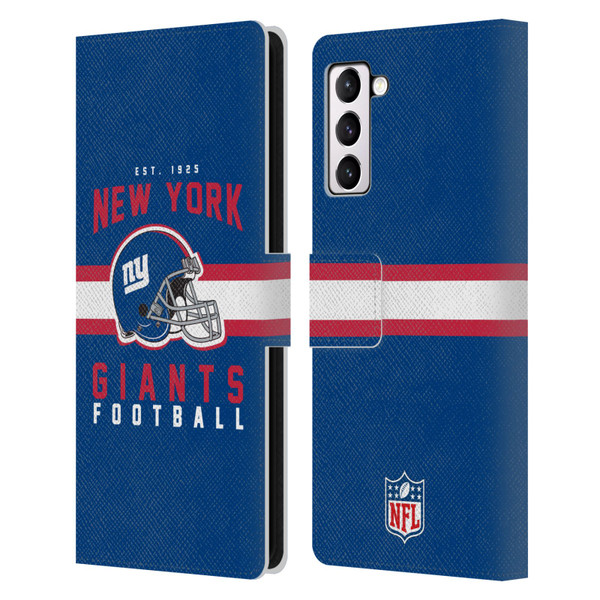 NFL New York Giants Graphics Helmet Typography Leather Book Wallet Case Cover For Samsung Galaxy S21+ 5G