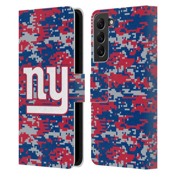 NFL New York Giants Graphics Digital Camouflage Leather Book Wallet Case Cover For Samsung Galaxy S22+ 5G